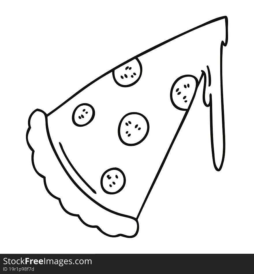 quirky line drawing cartoon slice of pizza