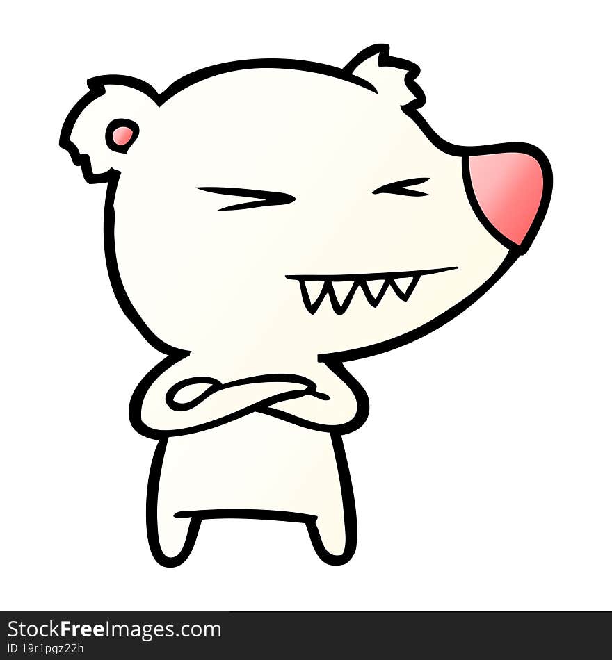 angry polar bear cartoon with folded arms. angry polar bear cartoon with folded arms