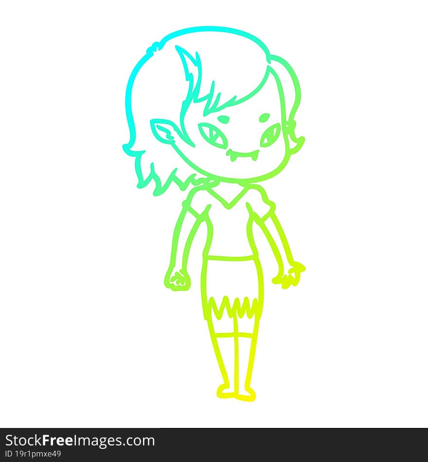 cold gradient line drawing cartoon friendly vampire girl