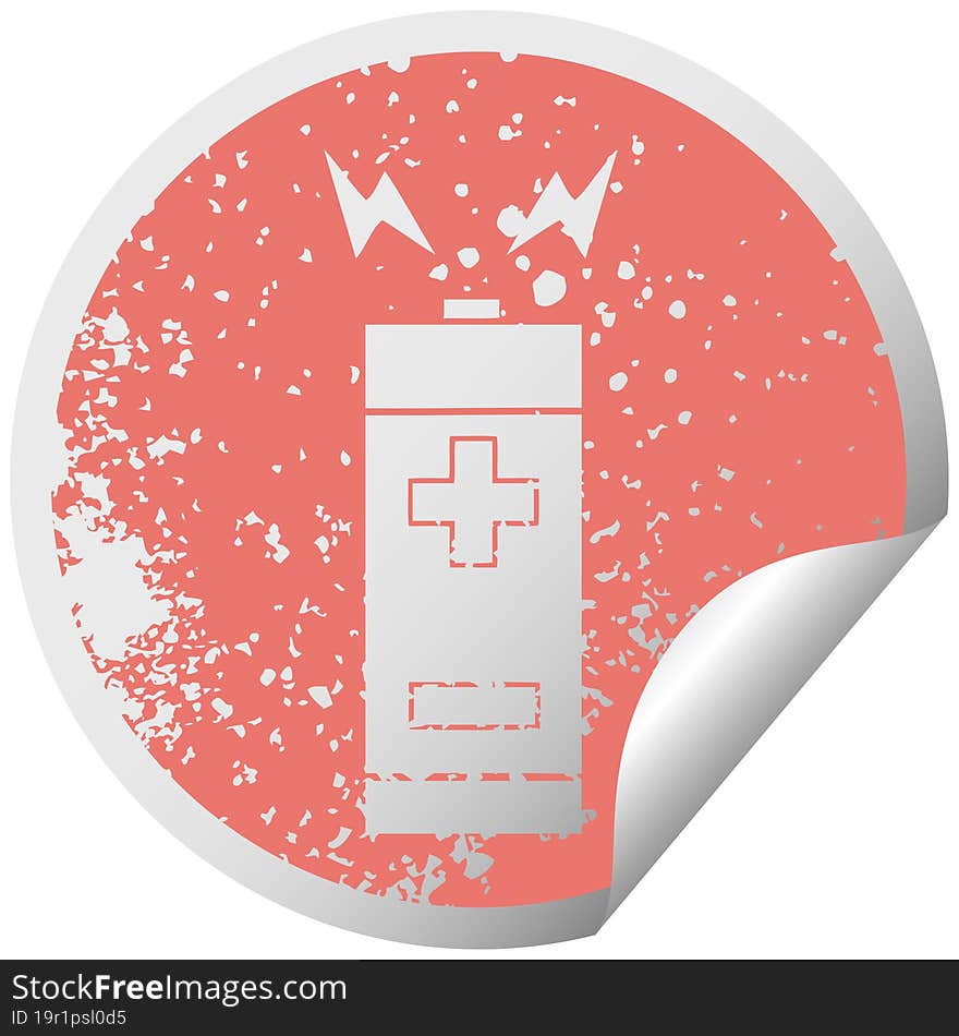 distressed circular peeling sticker symbol battery