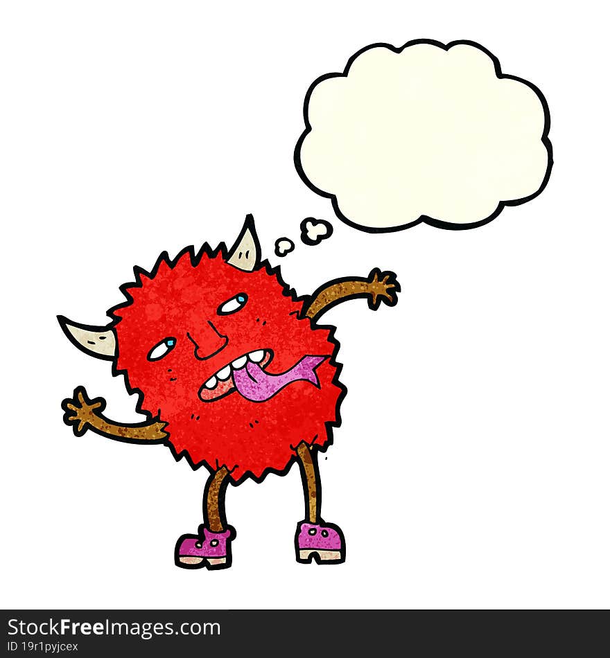 Funny Cartoon Monster With Thought Bubble