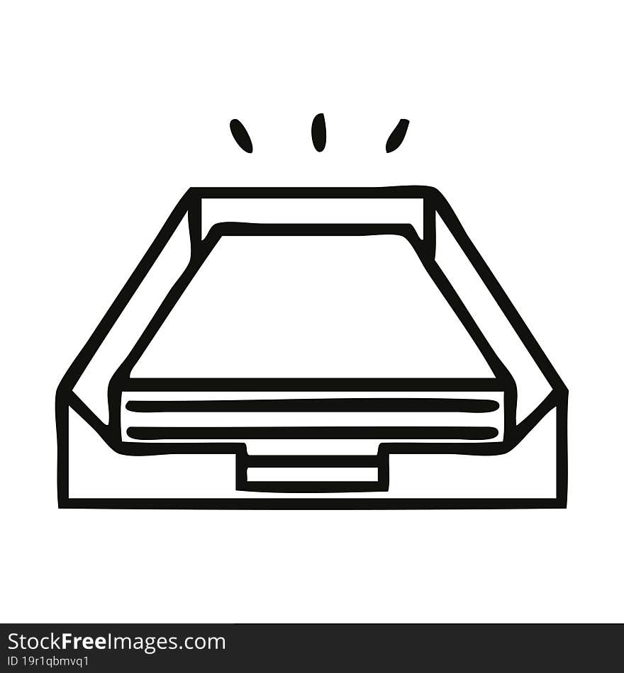 line drawing cartoon paper stack in tray