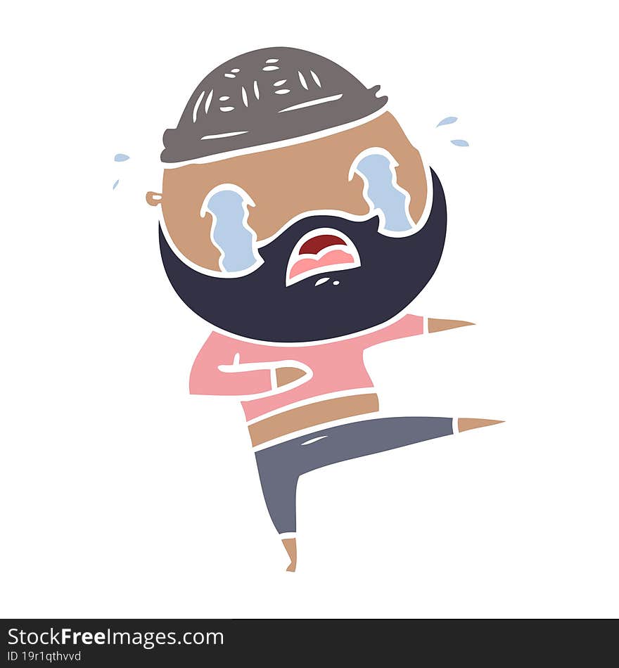 flat color style cartoon bearded dancer crying