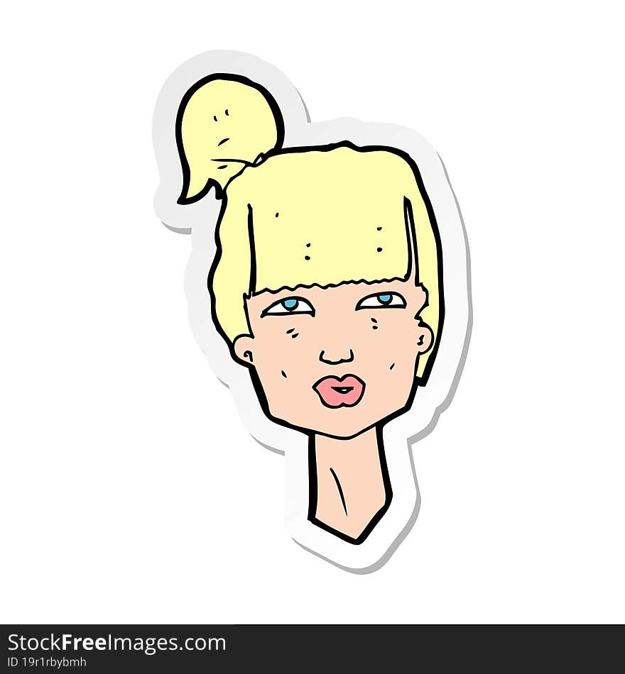 Sticker Of A Cartoon Female Head