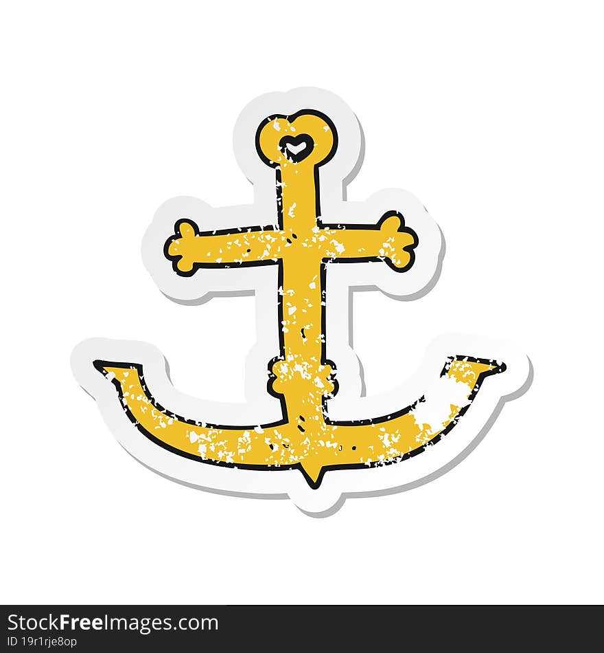 retro distressed sticker of a cartoon anchor