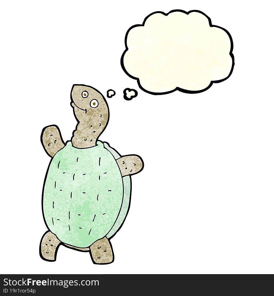 cartoon happy turtle with thought bubble