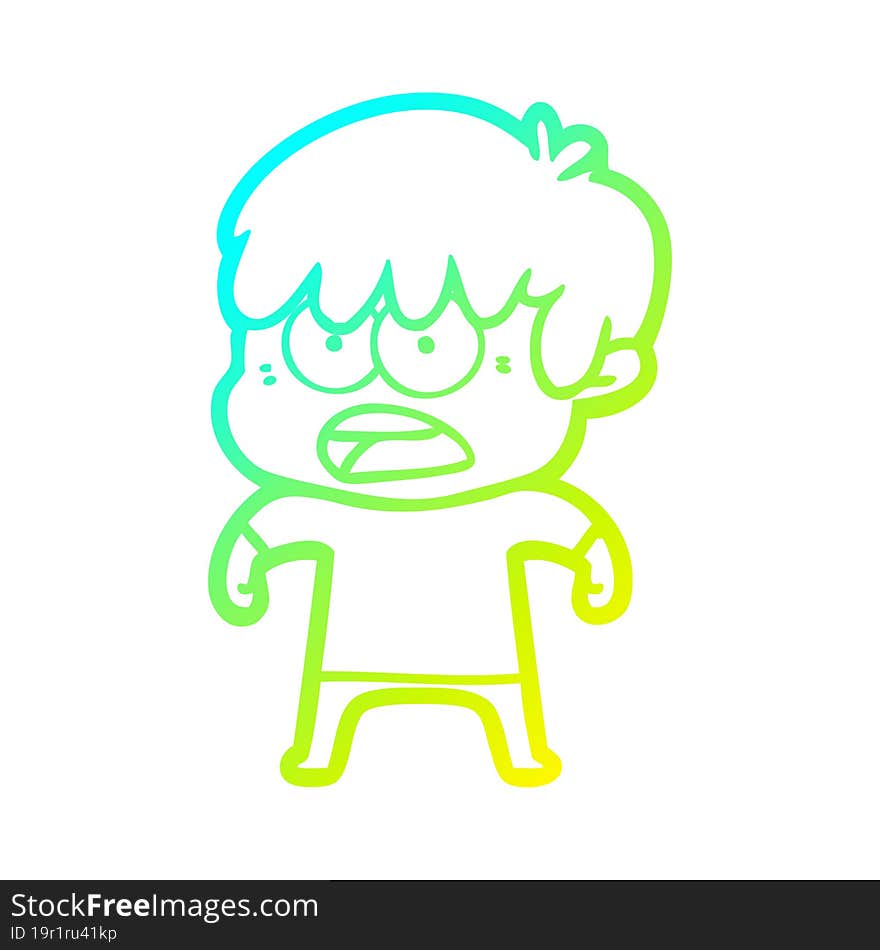 cold gradient line drawing worried cartoon boy