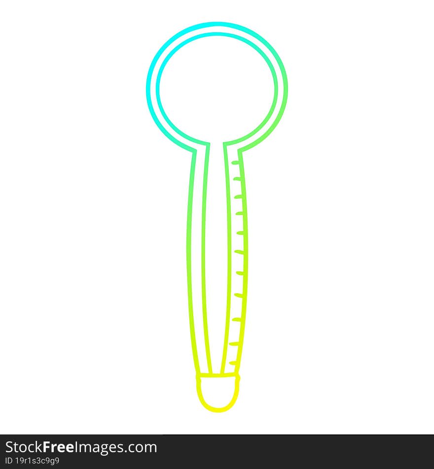 Cold Gradient Line Drawing Cartoon Thermometer