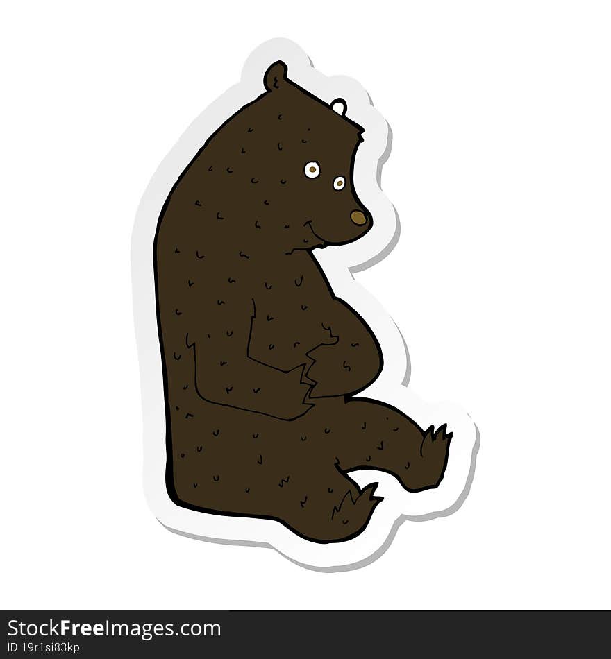 sticker of a cartoon happy black bear