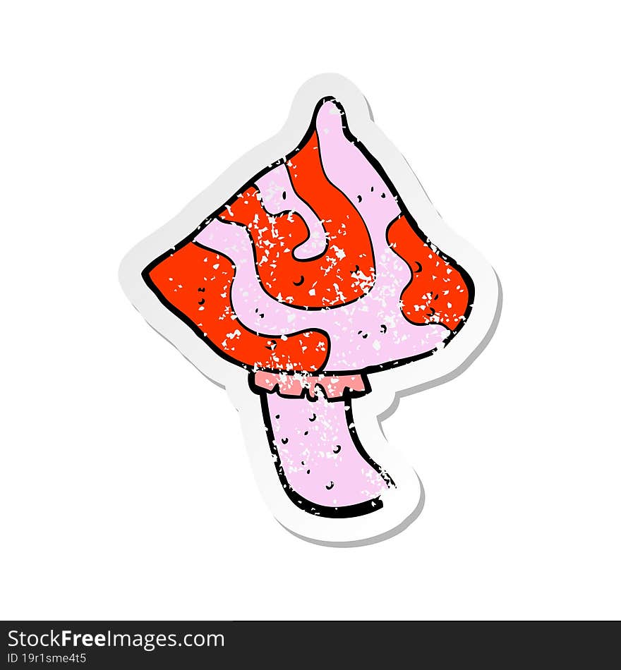 Retro Distressed Sticker Of A Cartoon Toadstool