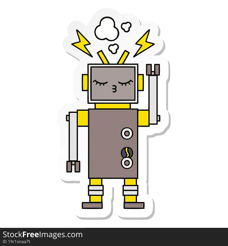 Sticker Of A Cute Cartoon Robot