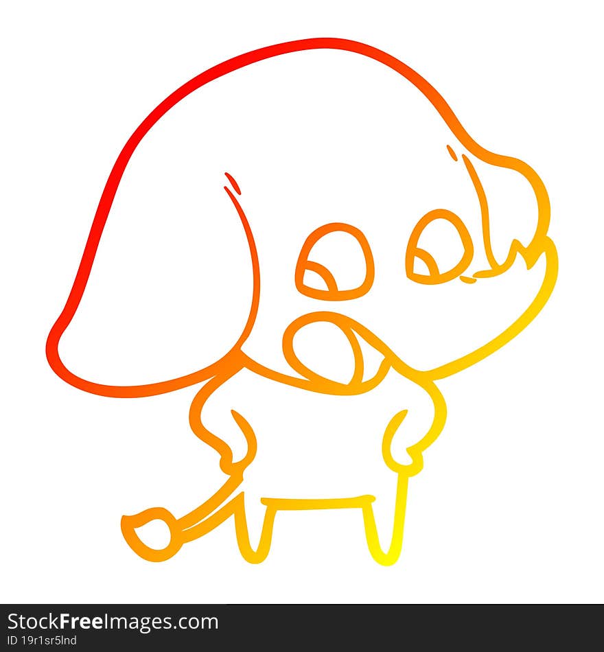 warm gradient line drawing cute cartoon elephant