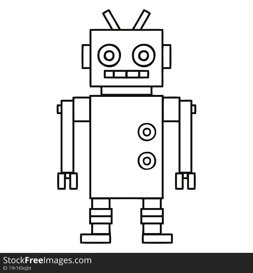 line drawing cartoon dancing robot