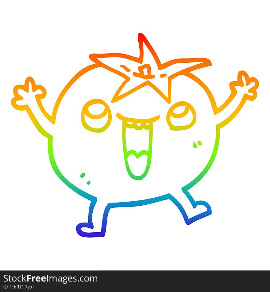 rainbow gradient line drawing cartoon happy tomato