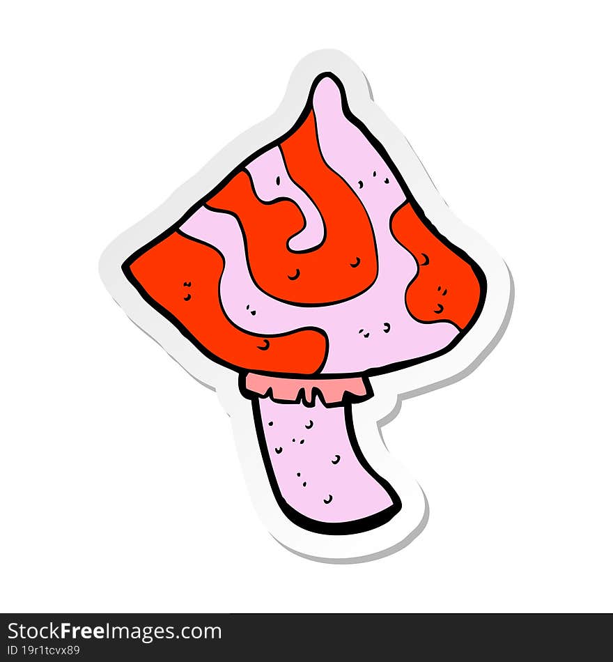 sticker of a cartoon toadstool