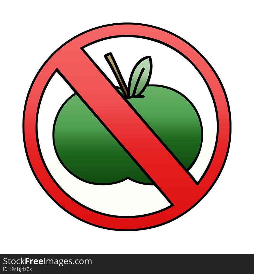 gradient shaded cartoon of a no fruit allowed sign