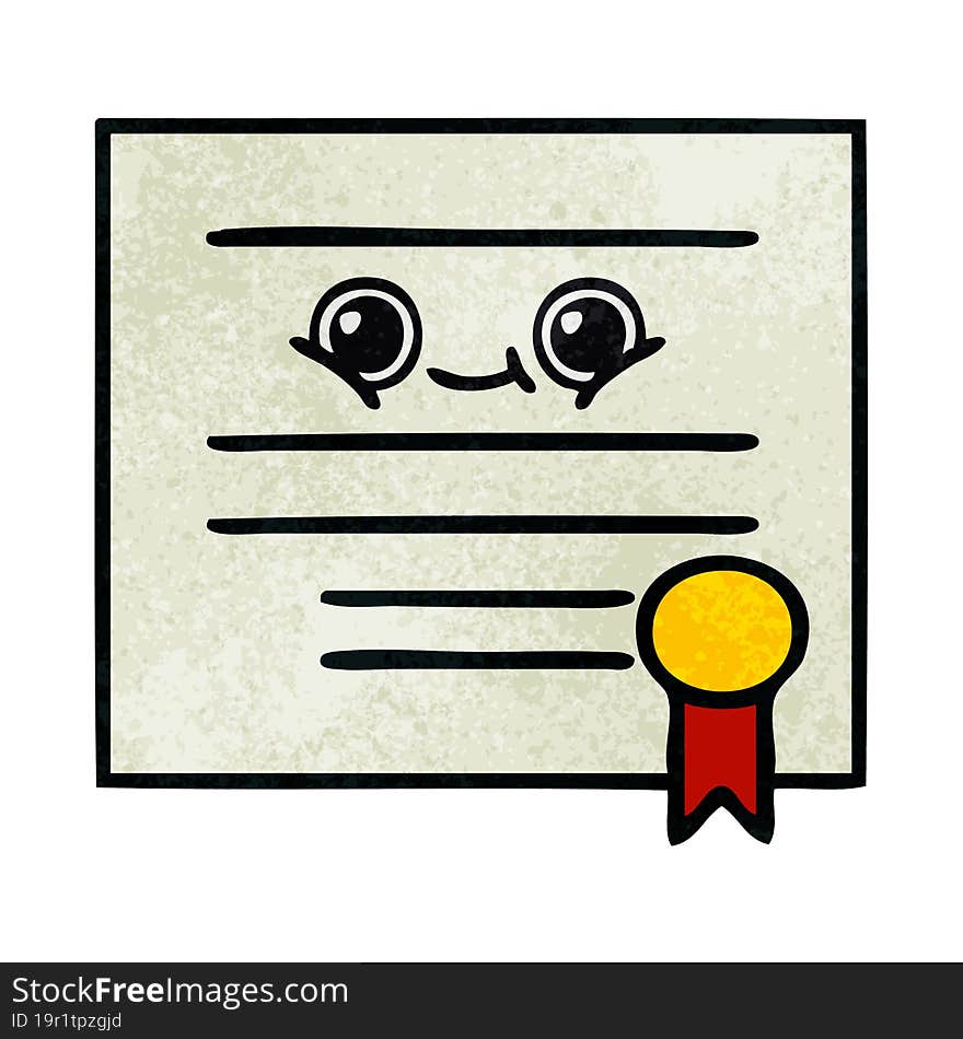 retro grunge texture cartoon graduation diploma