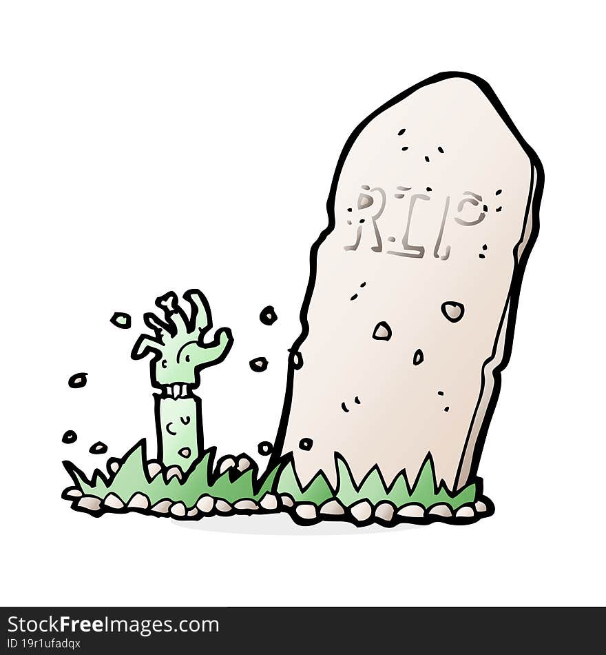 cartoon zombie rising from grave