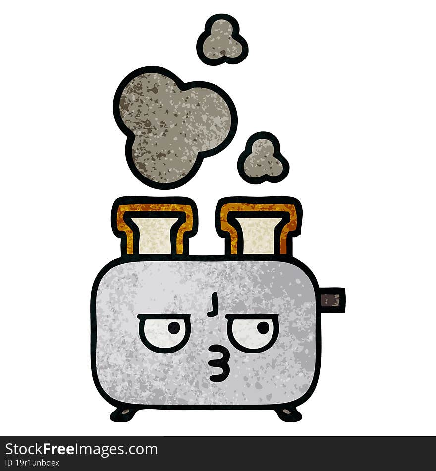 retro grunge texture cartoon of a toaster