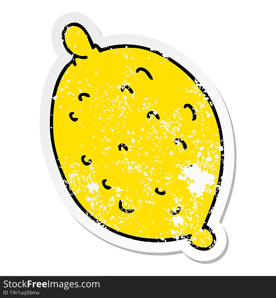 Distressed Sticker Of A Quirky Hand Drawn Cartoon Lemon