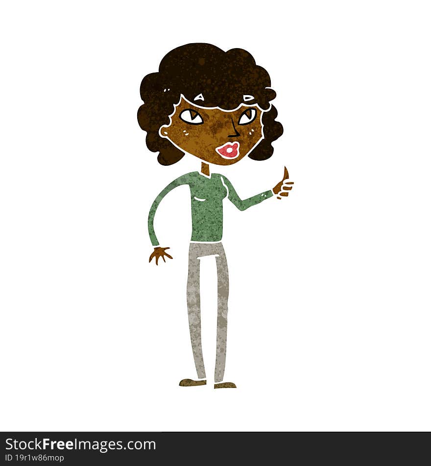 Cartoon Woman Giving Thumbs Up Symbol