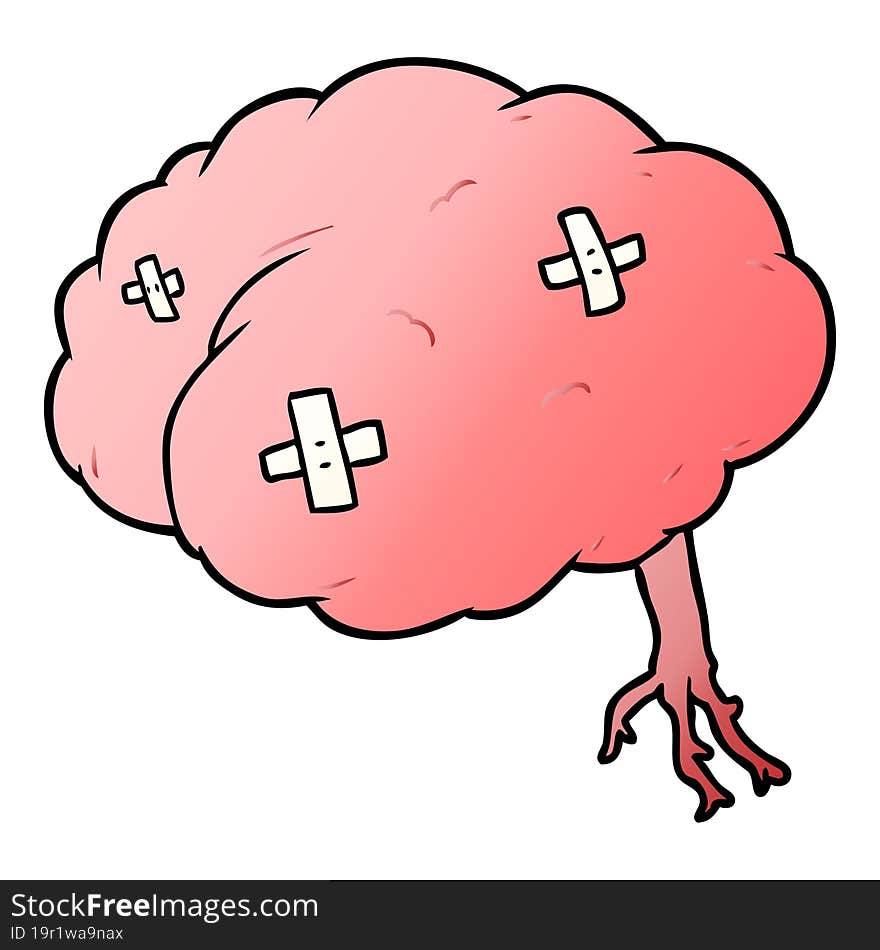 cartoon injured brain. cartoon injured brain