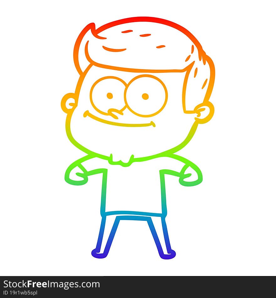 rainbow gradient line drawing cartoon happy man