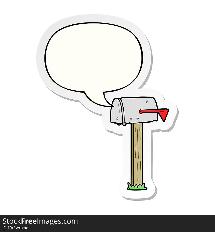 Cartoon Mailbox And Speech Bubble Sticker