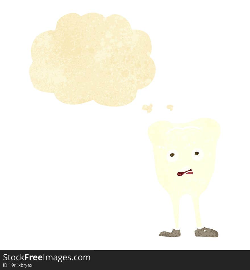 cartoon yellowing  tooth with thought bubble