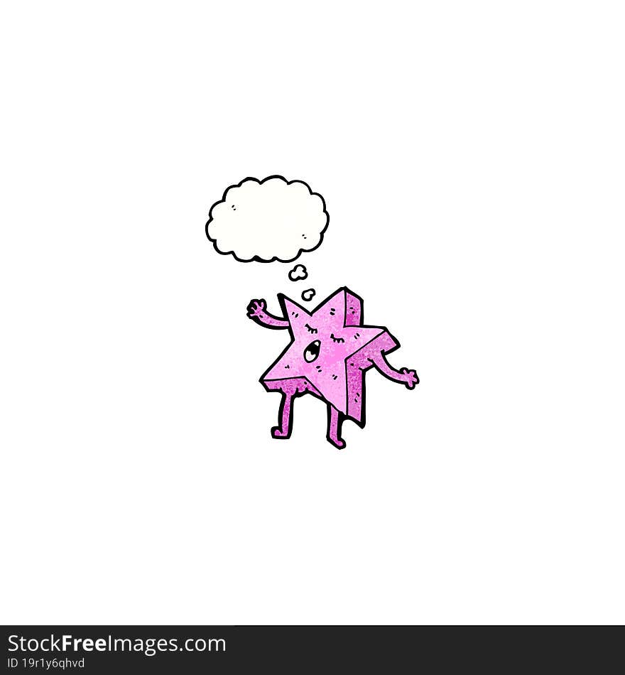 cartoon pink star with thought bubble