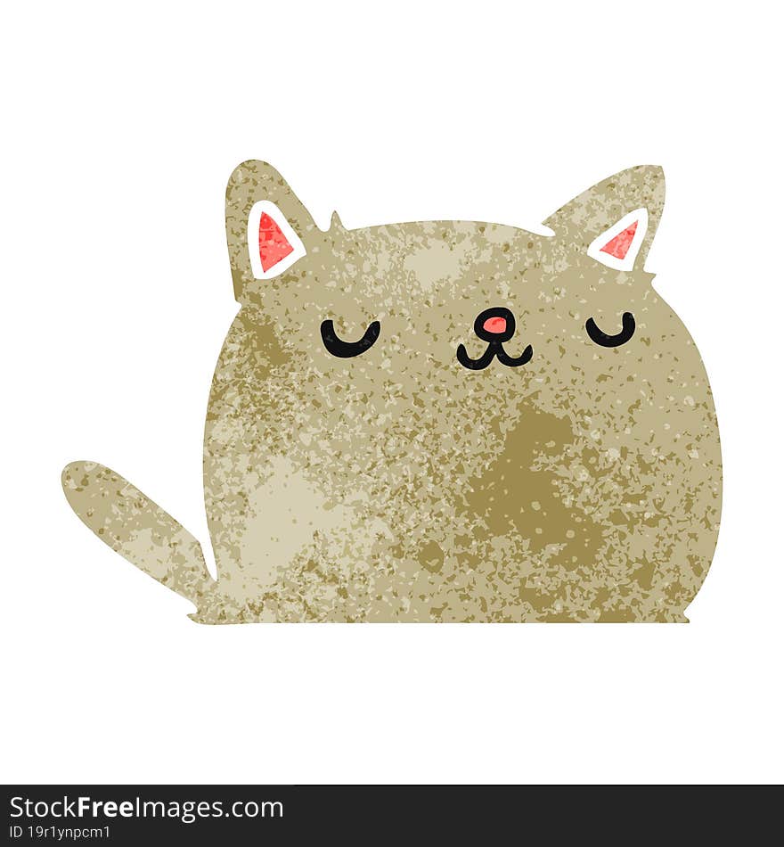 retro cartoon illustration of cute kawaii cat. retro cartoon illustration of cute kawaii cat