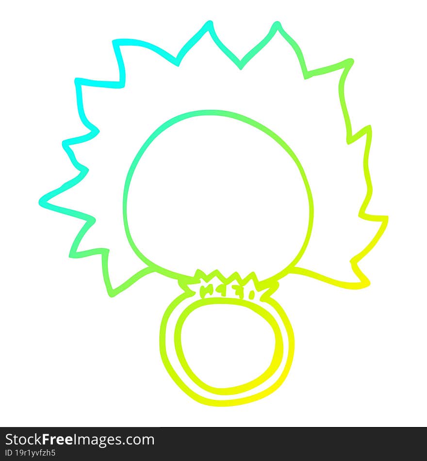 cold gradient line drawing of a cartoon fire ball ring