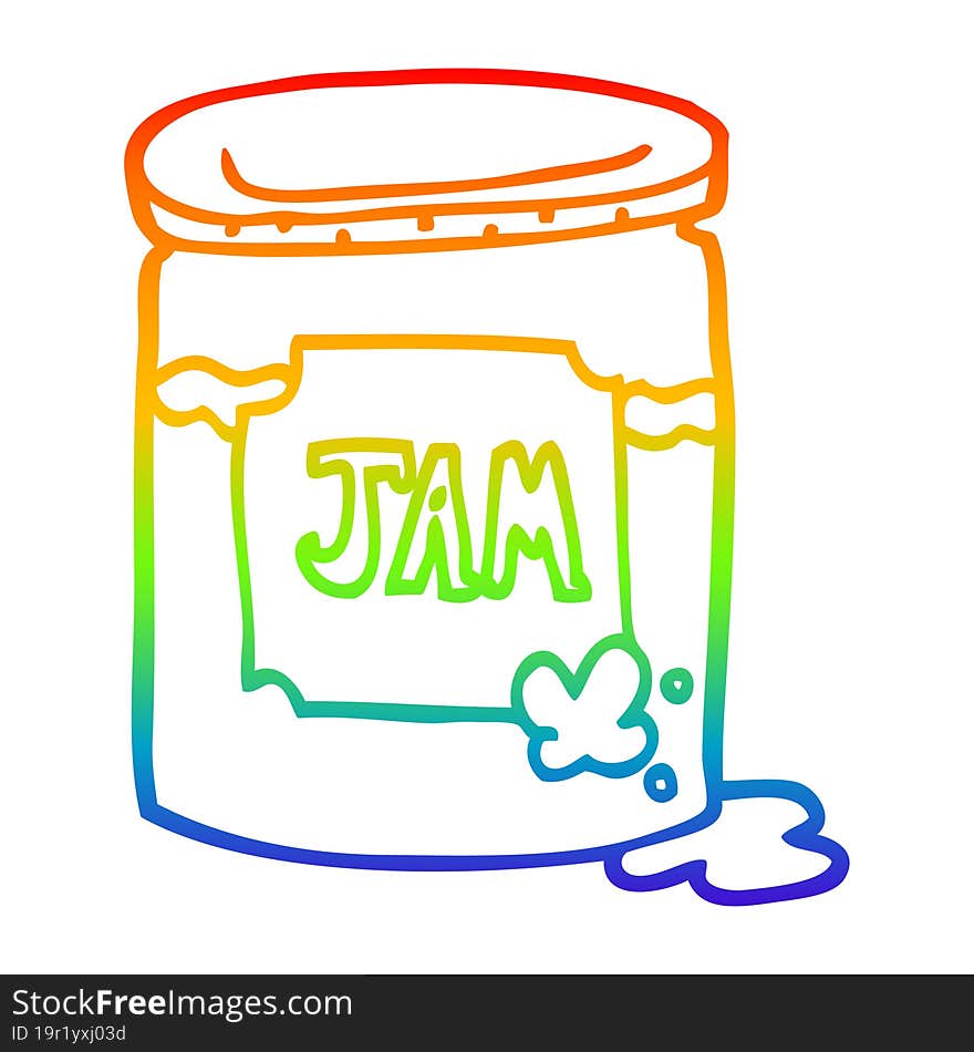 rainbow gradient line drawing cartoon jam pot