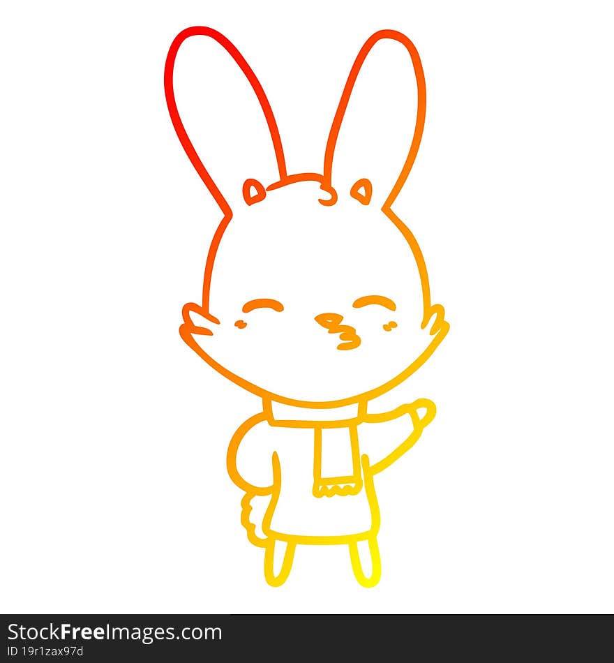 warm gradient line drawing curious bunny cartoon