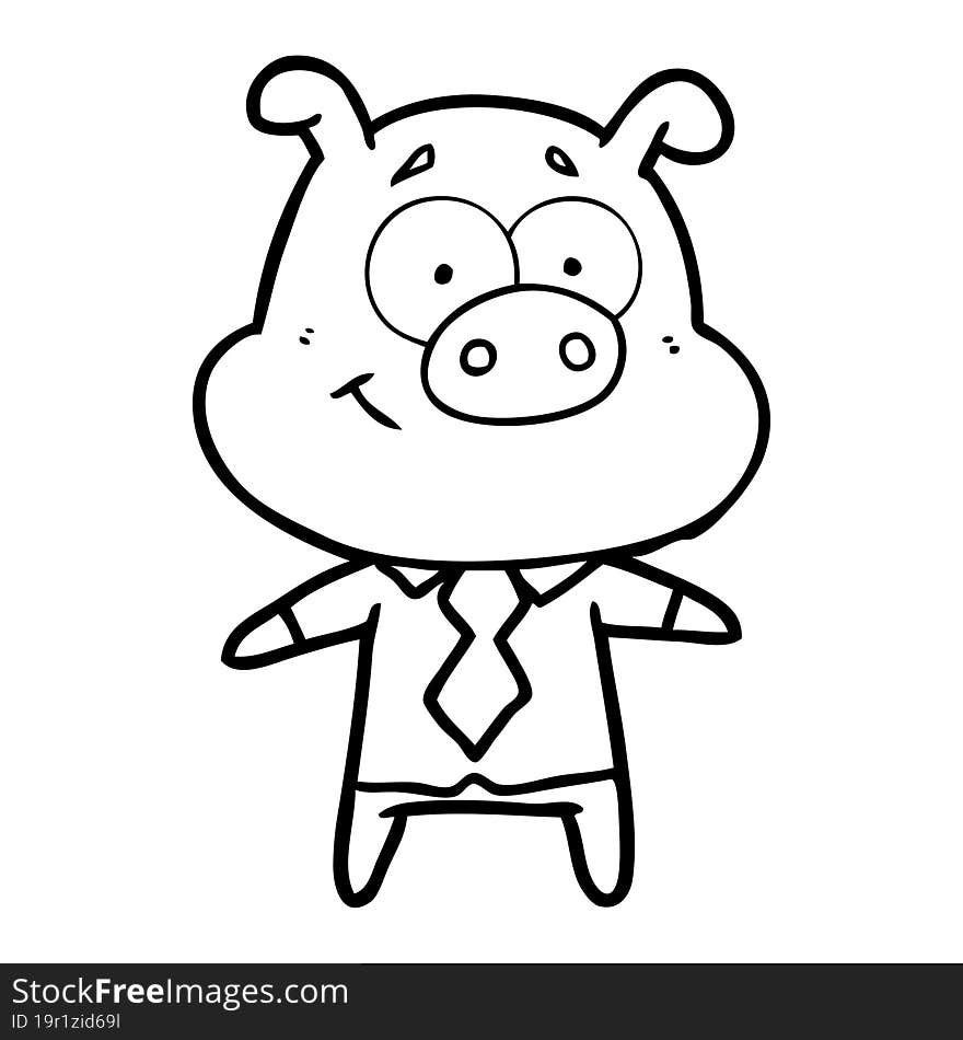 happy cartoon pig boss. happy cartoon pig boss