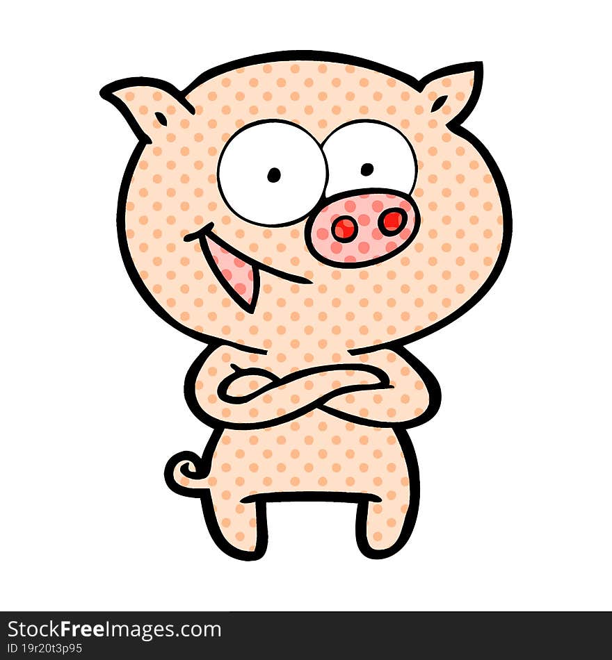 cheerful pig cartoon. cheerful pig cartoon