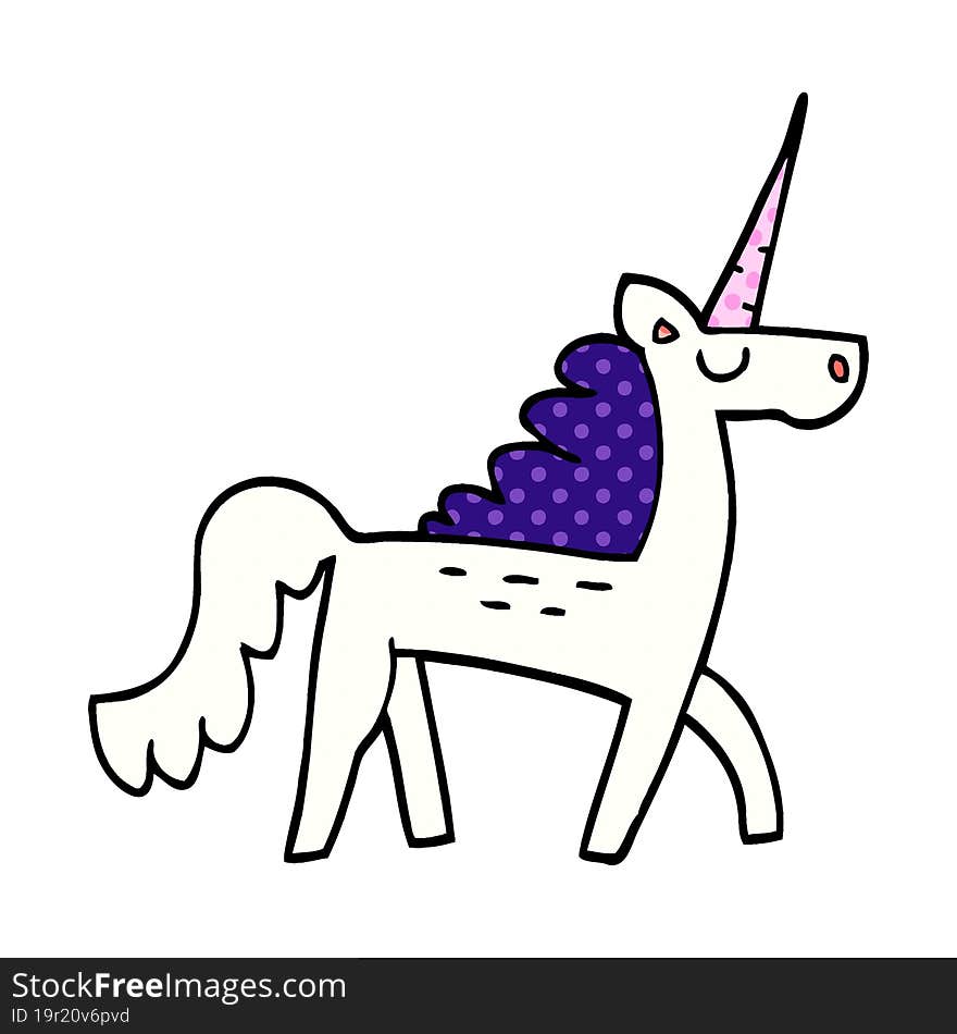 Cartoon Doodle Mystical Unicorn