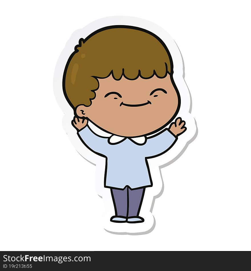 sticker of a cartoon happy boy