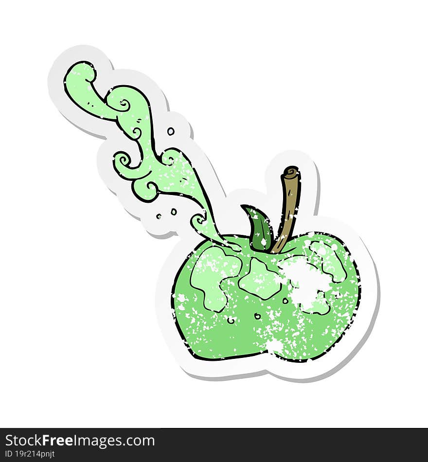 retro distressed sticker of a cartoon apple