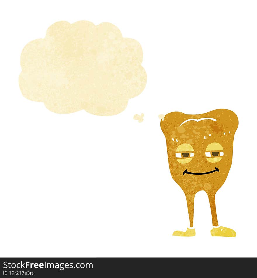 Cartoon Smiling Tooth With Thought Bubble