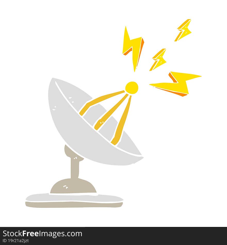 flat color illustration of a cartoon satellite dish