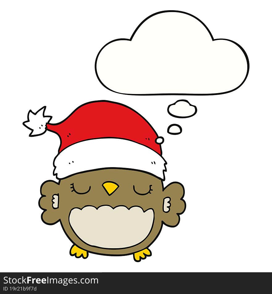 Cute Christmas Owl And Thought Bubble