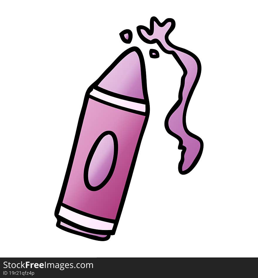 hand drawn gradient cartoon doodle of a pink crayon