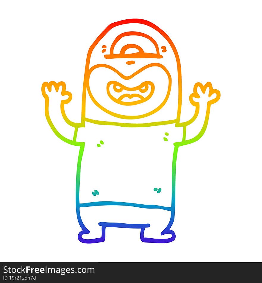 rainbow gradient line drawing cartoon alien monster