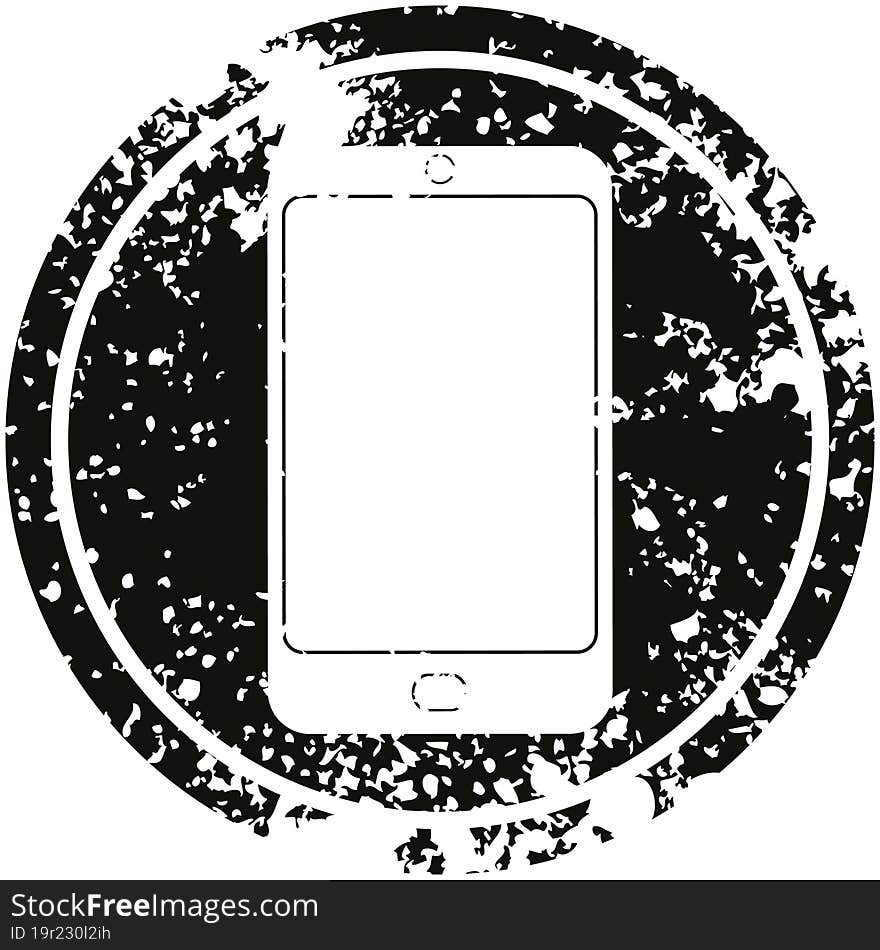 Cell Phone Circular Distressed Symbol