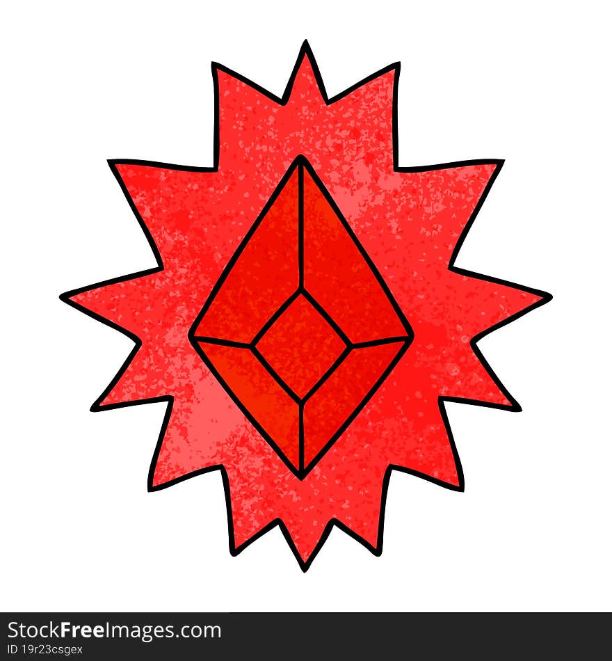 textured cartoon doodle of a red bright jewel