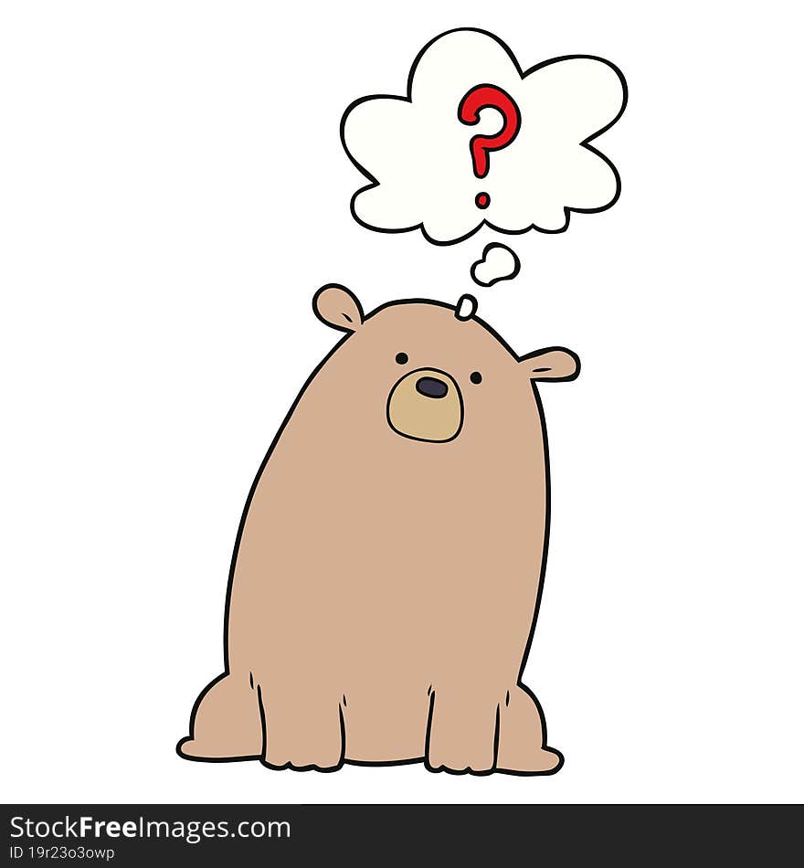 cartoon curious bear and thought bubble