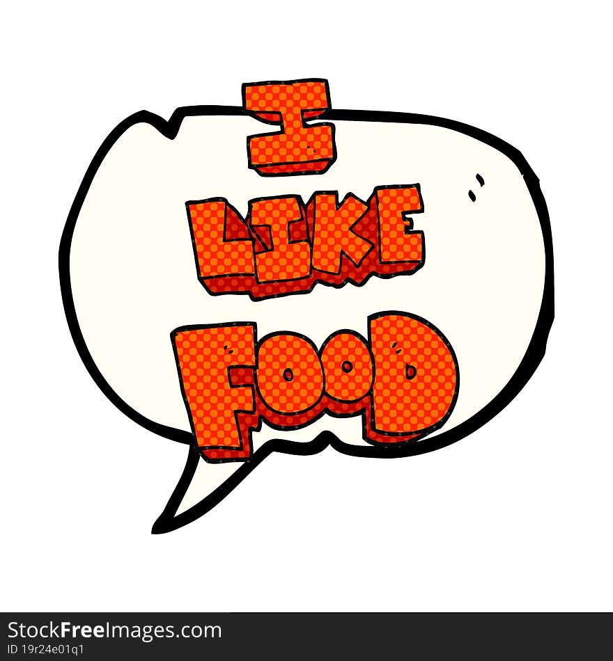 comic book speech bubble cartoon i like food symbol