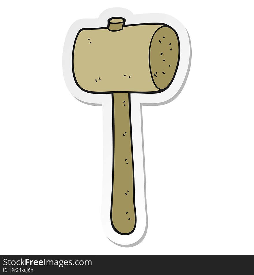 sticker of a cartoon wooden mallet