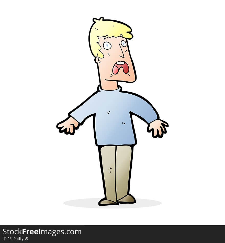 cartoon terrified man